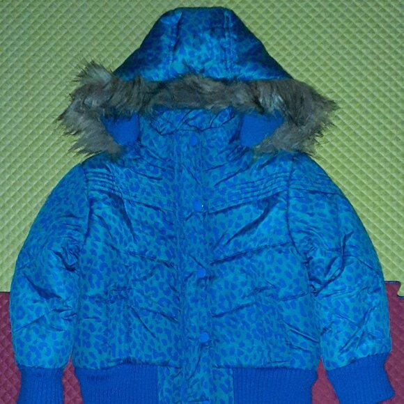New "Dollhouse" Removable Hood Fleece Lined Leopard Pattern Puffer Jacket - Picture 1 of 3
